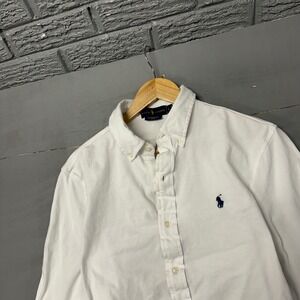 Ralph Lauren Men's White Featherweight Mesh Button Down Shirt Size L